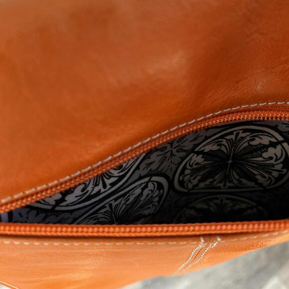 Joanel Orange Leather Flap Crossbody with Stone Trim – US OS - Picture 6 of 11
